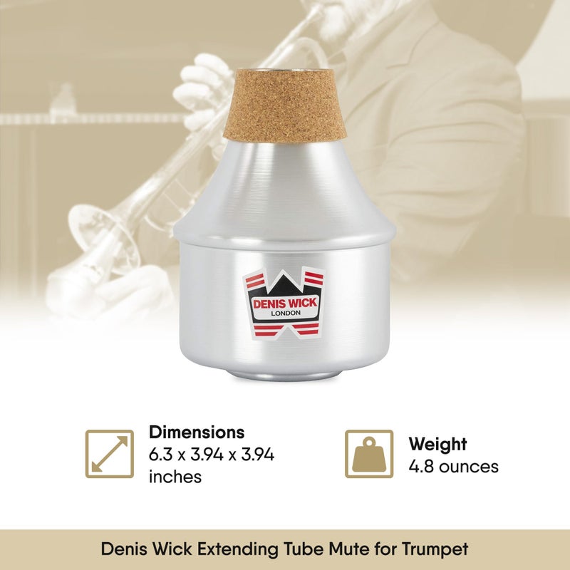 Denis Wick Extending Tube Mute for Trumpet, 5506 - Hand-Spun Aluminum & Brass Tube - Classic Wah-Wah Jazz Sound - Enhanced Intonation & Projection - 6.3 x 3.94 x 3.94 inches - Image 3